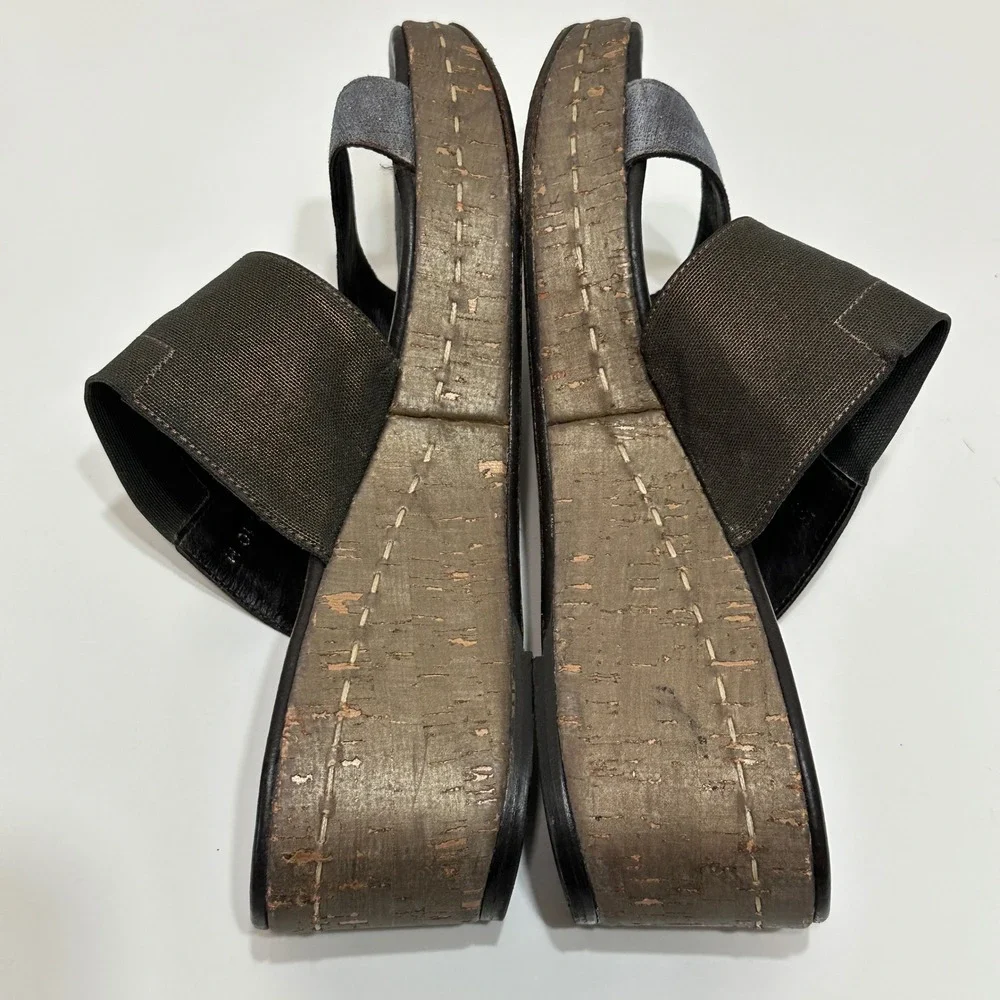 Donald J Pliner Shera‎ Wedge Slide Sandals Womens 10 Metallic Brown Cork 90s Y2K